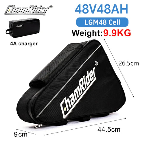 Electric High-capacity Bicycle Battery Big Triangle Battery Samsung 21700 cell 48V 52V 60V 72V Independently Developed BMS 2000W 3000W Multiple Styles  ChamRider