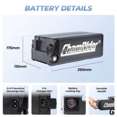 ChamRider Delivery A 48V 32Ah Large Capacity Polymer Cell Rear Rack Battery – Economical Lightweight Spare Battery with 13S1P 40A BMS