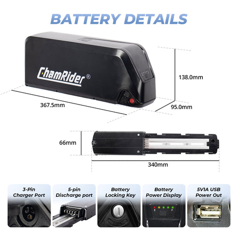 ChamRider Hailong C E-bike Battery — Integrated Design Controller-Compatible Base With Large Capacity 27AH/22.5AH/18AH And 30A/40A/50A BMS, Stable Output, Safe to Use for Battery for EU Delivery Riders & Modifiers