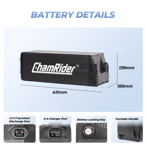 Polymer Cell Delivery B Ebike Battery 48V Super Large Capacity 50AH Battery Max 50A BMS Lithium Battery additional battery installation ChamRider