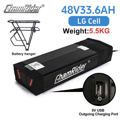 Original ChamRider Rear Rack E-bike Battery 36V 48V 52V 25AH 30AH 35AH Electric Bike Battery Model B Battery 300W 500W 1500W 25A 40A BMS Powerful Rear Rack Battery Bafang ChamRider