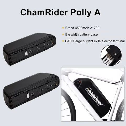 Electric New Generation Bicycle Polly A Battery 21700 cell 36V 48V 52V 22.5AH 27AH 31.5AH 36AH 40A 50A BMS Waterproof 500w 1000w 2000W 45CN ChamRider