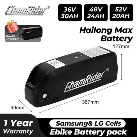 ChamRider High-Cost-Effective Ebike Battery 48V20AH 48V25AH Hailong Max BMS APP GPS Max to 1500W 21700 Cell 13S5P