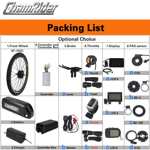 Electric bike Motor KIt 1000W Front Wheel hub motor 500W ebike convers ChamRiderbattery Electric bike Motor KIt 1000W Front Wheel hub motor 500W ebike convers ChamRiderbattery